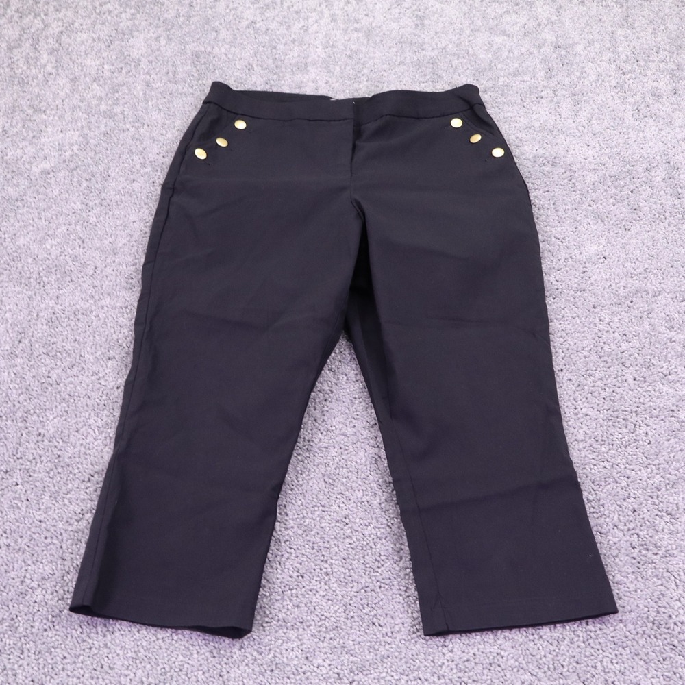 Maurices Capri Pants Womens Large Black Sailor Button Stretch Crop Trousers